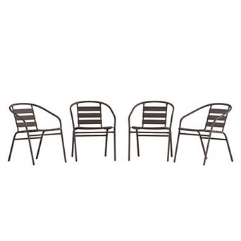Emma and Oliver 4 Pack Metal Restaurant Stack Chair with Aluminum Slats