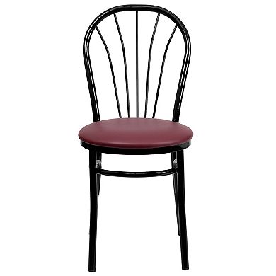 Emma and Oliver 2 Pack Fan Back Metal Chair - Vinyl Seat