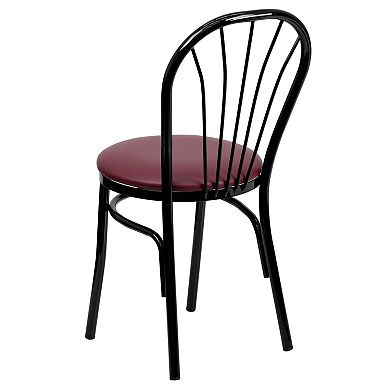 Emma and Oliver 2 Pack Fan Back Metal Chair - Vinyl Seat
