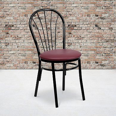 Emma and Oliver 2 Pack Fan Back Metal Chair - Vinyl Seat