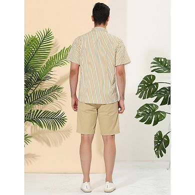 Men's Shirts Stripes Short Sleeve Color Block Summer Shirts