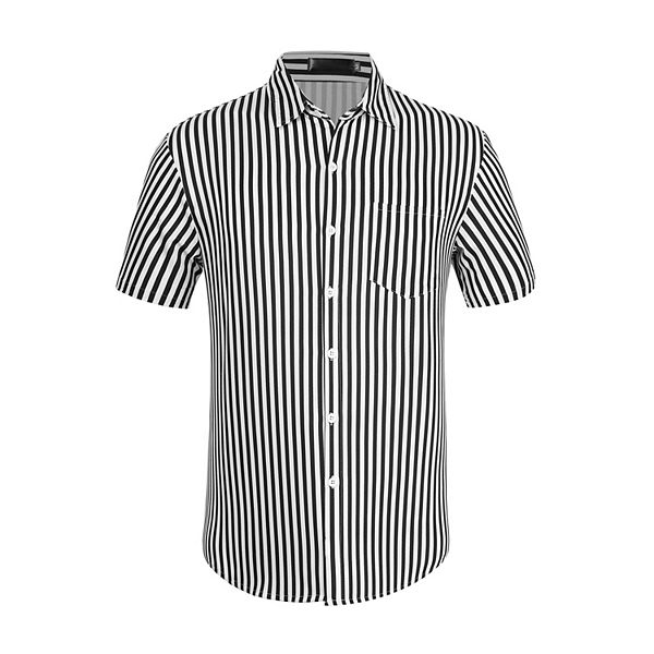 Men's Shirts Stripes Short Sleeve Color Block Summer Shirts