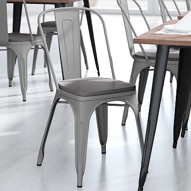 Emma and Oliver Perth Metal Stacking Dining Chairs with Poly Resin Seats for Indoor/Outdoor Use