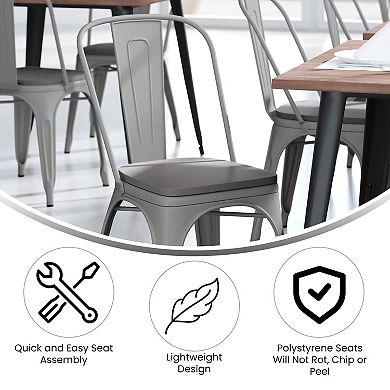 Emma and Oliver Perth Metal Stacking Dining Chairs with Poly Resin Seats for Indoor/Outdoor Use