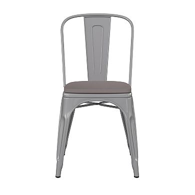 Emma and Oliver Perth Metal Stacking Dining Chairs with Poly Resin Seats for Indoor/Outdoor Use