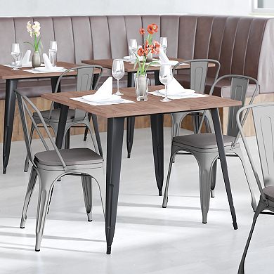 Emma and Oliver Perth Metal Stacking Dining Chairs with Poly Resin Seats for Indoor/Outdoor Use