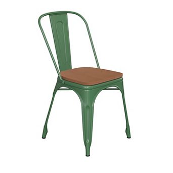 Emma and Oliver Perth Metal Stacking Dining Chairs with Poly Resin Seats for Indoor/Outdoor Use
