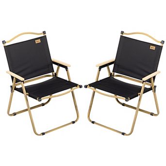 Outsunny Set of 2 Folding Camping Chair, Portable Armchairs, Black