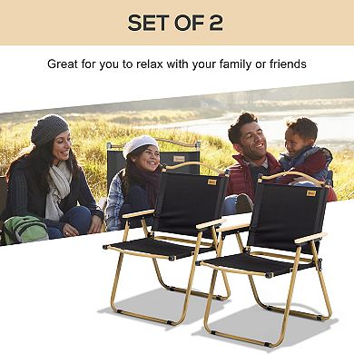 Outsunny Set of 2 Folding Camping Chair, Portable Armchairs, Black
