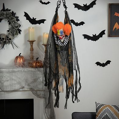 46" Animated Clown with LED Eyes Hanging Halloween Decoration