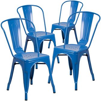 Emma and Oliver Commercial Grade 4 Pack Metal Indoor-Outdoor Stackable Chair