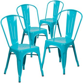 Emma and Oliver Commercial Grade 4 Pack Metal Indoor-Outdoor Stackable Chair