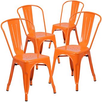 Emma and Oliver Commercial Grade 4 Pack Metal Indoor-Outdoor Stackable Chair