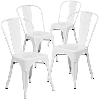 Emma and Oliver Commercial Grade 4 Pack Metal Indoor-Outdoor Stackable Chair