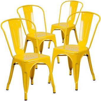 Emma and Oliver Commercial Grade 4 Pack Metal Indoor-Outdoor Stackable Chair