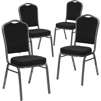 Emma and Oliver 4 Pack Crown Back Stacking Banquet Chair