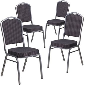 Emma and Oliver 4 Pack Crown Back Stacking Banquet Chair