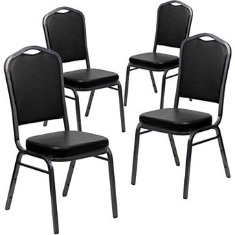 Emma and Oliver 4 Pack Crown Back Stacking Banquet Chair