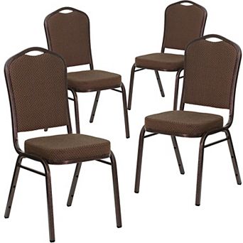 Emma and Oliver 4 Pack Crown Back Stacking Banquet Chair
