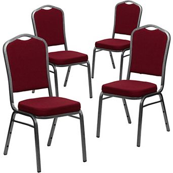 Emma And Oliver 4 Pack Crown Back Stacking Banquet Chair