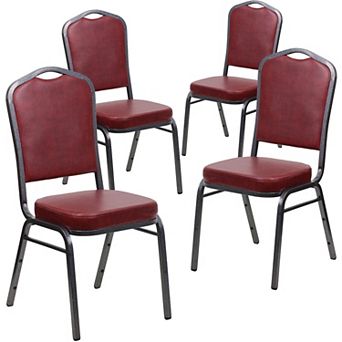 Emma and Oliver 4 Pack Crown Back Stacking Banquet Chair