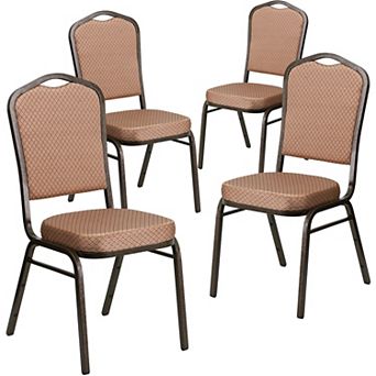 Emma and Oliver 4 Pack Crown Back Stacking Banquet Chair