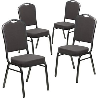 Emma and Oliver 4 Pack Crown Back Stacking Banquet Chair