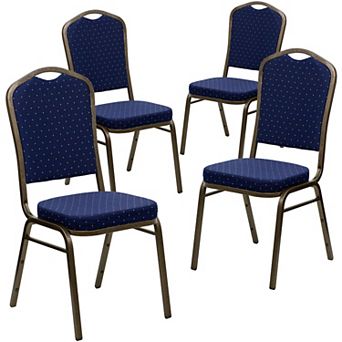 Emma and Oliver 4 Pack Crown Back Stacking Banquet Chair