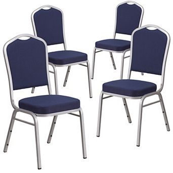 Emma and Oliver 4 Pack Crown Back Stacking Banquet Chair