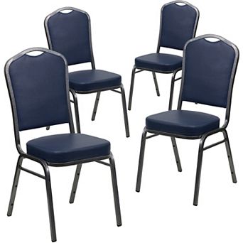 Emma and Oliver 4 Pack Crown Back Stacking Banquet Chair