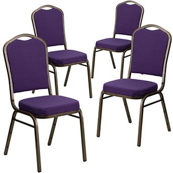 Emma and Oliver 4 Pack Crown Back Stacking Banquet Chair