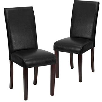 Emma and Oliver 2 Pack Contemporary Panel Back Parson's Chair with High Density Foam Padding and Finished Hardwood Frame