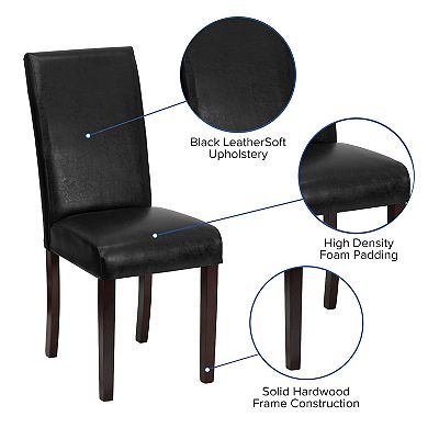 Emma and Oliver 2 Pack Contemporary Panel Back Parson's Chair with High Density Foam Padding and Finished Hardwood Frame