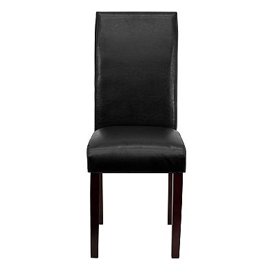 Emma and Oliver 2 Pack Contemporary Panel Back Parson's Chair with High Density Foam Padding and Finished Hardwood Frame