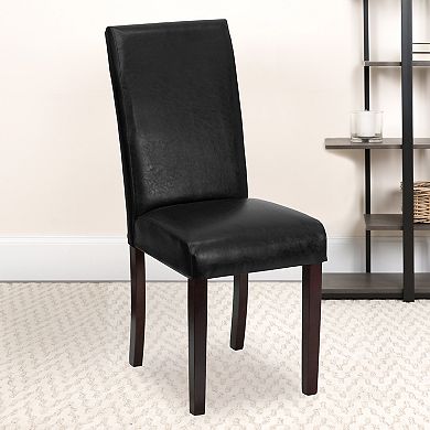 Emma and Oliver 2 Pack Contemporary Panel Back Parson's Chair with High Density Foam Padding and Finished Hardwood Frame