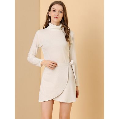 Women's Faux Suede Tie Waisted A-Line Wrap Short Mini Skirt