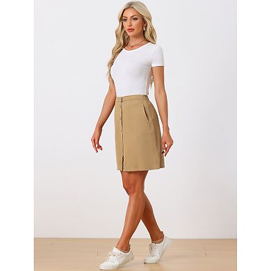 Women's Solid Color A-line High Waist Casual Denim Skirt