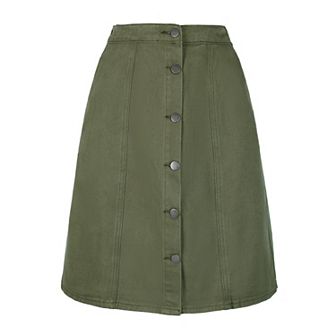 Women's Solid Color A-line High Waist Casual Denim Skirt