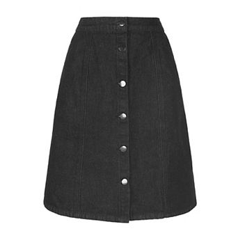 Women's Solid Color A-Line High Waist Casual Denim Skirt