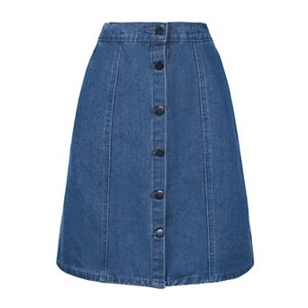 Women's Solid Color A-line High Waist Casual Denim Skirt