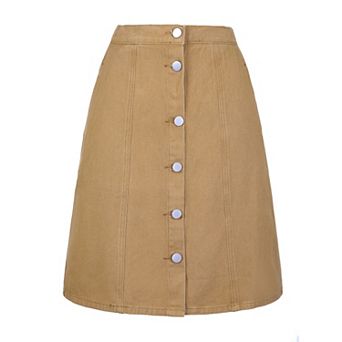 Women's Solid Color A-Line High Waist Casual Denim Skirt
