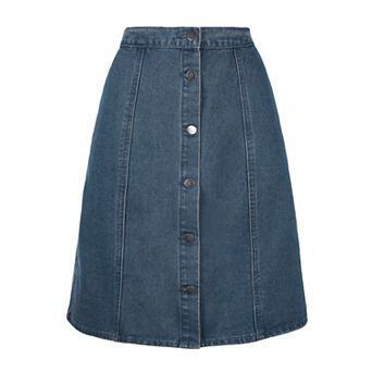 Women's Solid Color A-line High Waist Casual Denim Skirt