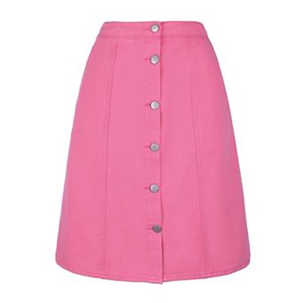 Women's Solid Color A-line High Waist Casual Denim Skirt