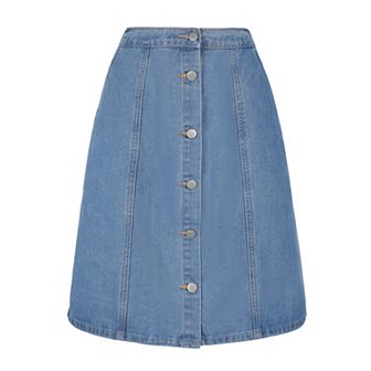 Women's Solid Color A-line High Waist Casual Denim Skirt