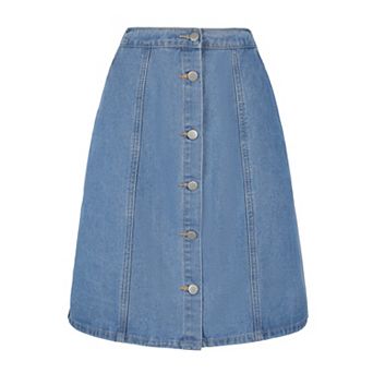 Women's Solid Color A-Line High Waist Casual Denim Skirt