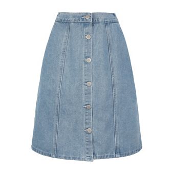 Women's Solid Color A-line High Waist Casual Denim Skirt