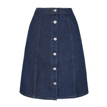 Women's Solid Color A-Line High Waist Casual Denim Skirt