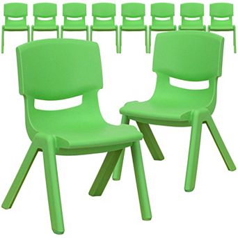 Emma and Oliver 10 Pack Plastic Stackable School Chair with 10.5" Seat Height