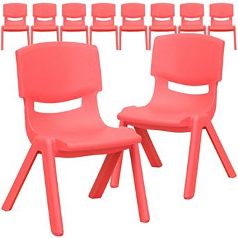 Emma and Oliver 10 Pack Plastic Stackable School Chair with 10.5" Seat Height