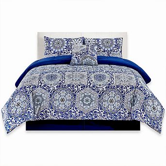 Lux Decor Collection 5 pc Comforter Set Reversible Down Alternative Comforter with Pillow Shams